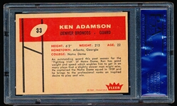 1960 Fleer Football- #33 Ken Adamson, Broncos- PSA NM 7