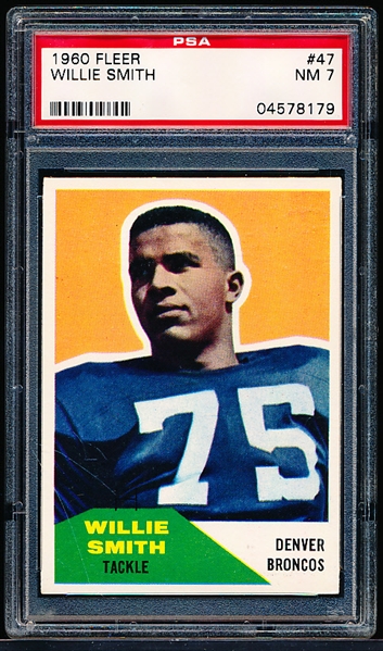 1960 Fleer Football- #47 Willie Smith, Denver- PSA NM 7