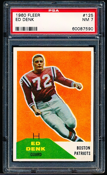 1960 Fleer Football- #125 Ed Denk, Boston- PSA NM 7