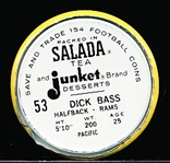 1962-63 Salada Football Coin- #53 Dick Bass, Rams- SP