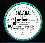 1962-63 Salada Football Coin- #103 Sonny Jurgenson, Eagles