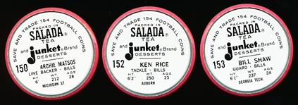 1962-63 Salada Football Coins- 3 Diff