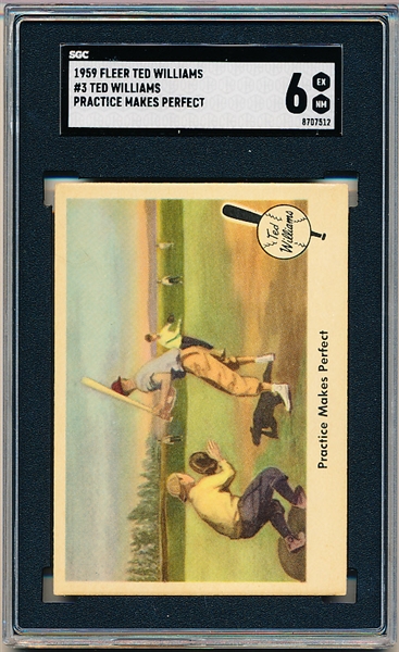 1959 Fleer Baseball Ted Williams- #3 Ted Williams- SGC 6 (Ex-NM)