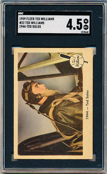 1959 Fleer Baseball Ted Williams- #22 Ted Williams- 1944- Ted Solos- SGC 4.5