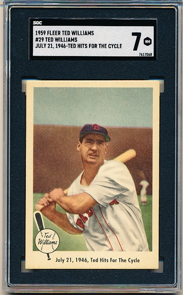 1959 Fleer Baseball Ted Williams- #29 Ted Williams- Ted Hits for the Cycle- SGC 7 (Nm)