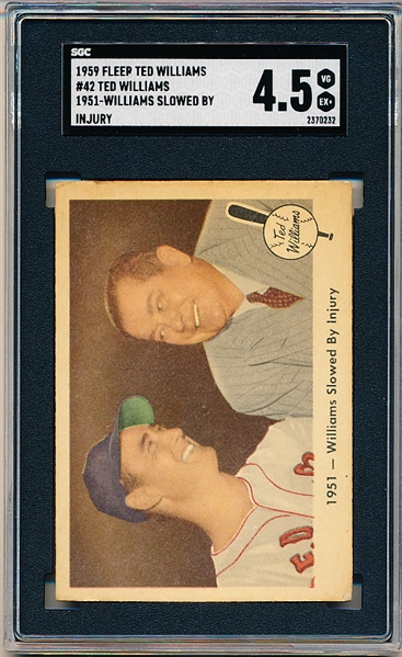 1959 Fleer Baseball Ted Williams- #42 Ted Williams/Tom Yawkey- SGC 4.5(Vg-Ex+)