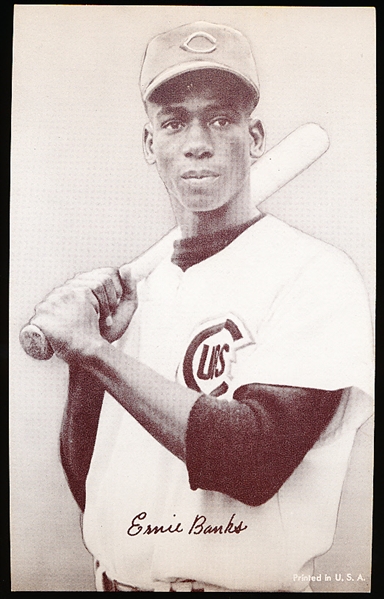 1947-66 Baseball Exhibit- Ernie Banks, Cubs- Bat on Shoulder Version (black sig)