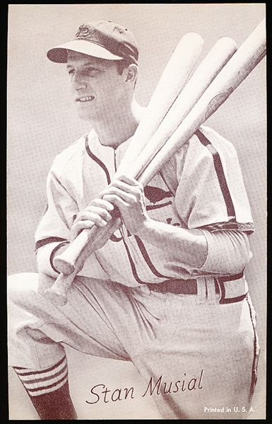 1947-66 Baseball Exhibit- Stan Musial- Holding 3 Bats (“Printed in USA”)