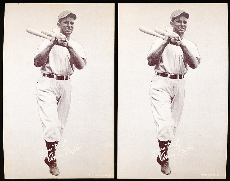 1939-46 Salutation Bb Exhibit- Yours Truly, Andy Pafko- 2 Cards- Both with Plain Caps