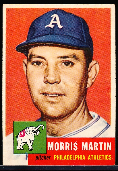 1953 Topps Bb- #227 Morris Martin, Phila A’s- Hi#