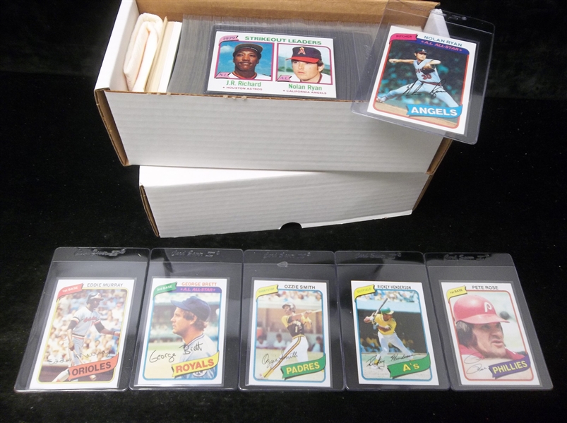 1980 Topps Baseball Near Set in Penny Sleeves- 709 of 726