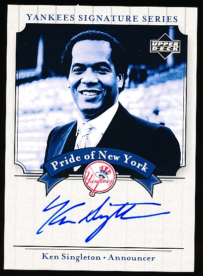 2003 UD Yankees Signatures Bb- “Pride of New York Autographs”- #PN-KS Ken Singleton, Yankees