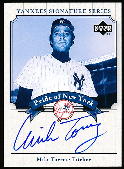 2003 UD Yankees Signatures Bb- “Pride of New York Autographs”- #PN-MT Mike Torrez, Yankees