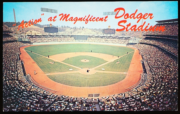 Mitock & Sons “P57723: Action at Magnificent Dodger Stadium” Chrome Postcard