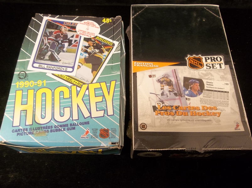1990-91 O-Pee-Chee Hockey (31 Packs) & ‘91/92 Pro Set French Hockey (One Unopened Wax Box)