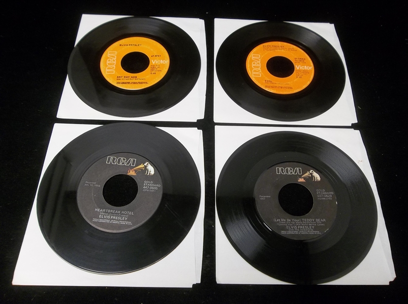 Four Diff. Elvis Presley Small Vinyl (45’s) Records in Sleeves
