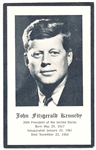 John F. Kennedy B & W Prayer Card