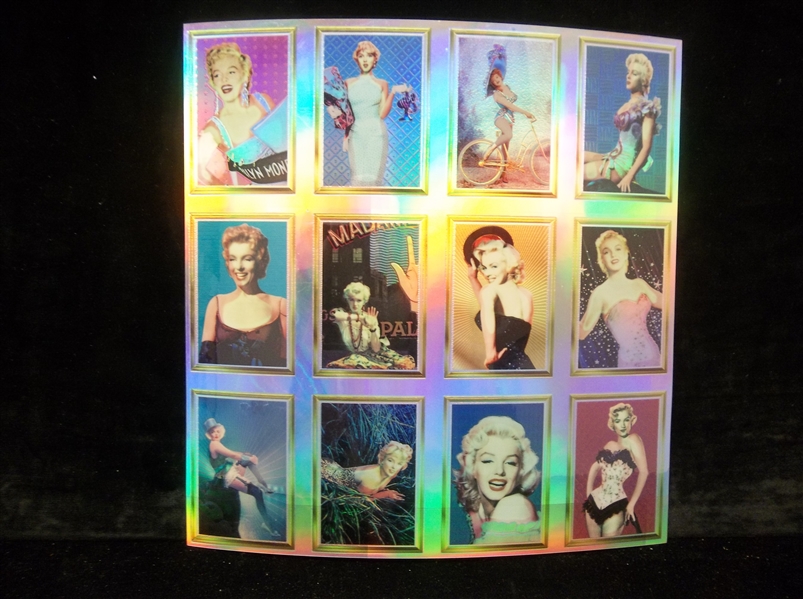 1995 Sports Time Card Co. “Marilyn Monroe II” Holochrome Inserts Complete Uncut 12-Card Sheet!
