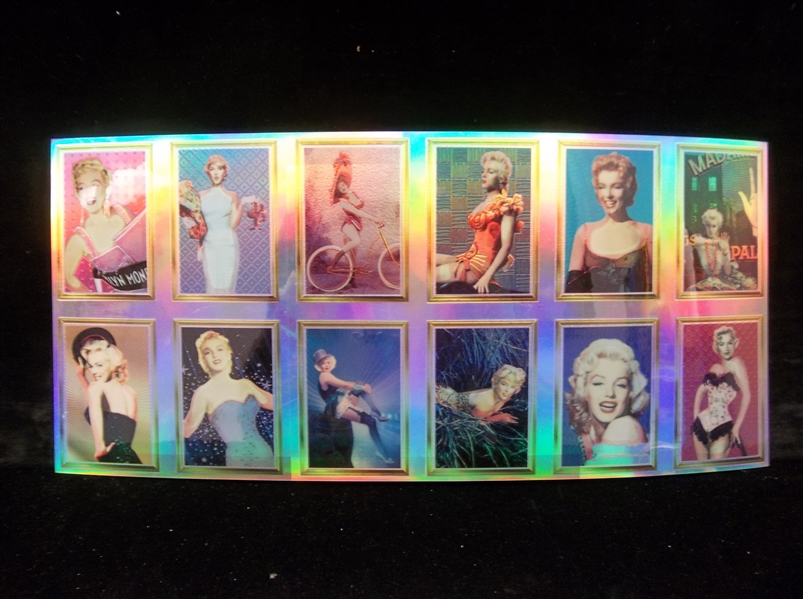 1995 Sports Time Card Co. “Marilyn Monroe II” Holochrome Inserts Complete Uncut 12-Card Sheet!