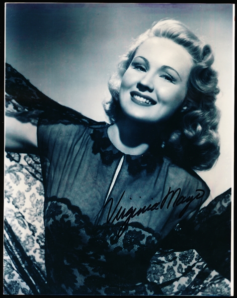 Virginia Mayo Autographed 8 x 10” B & W Black Lace Dress Classic Photo