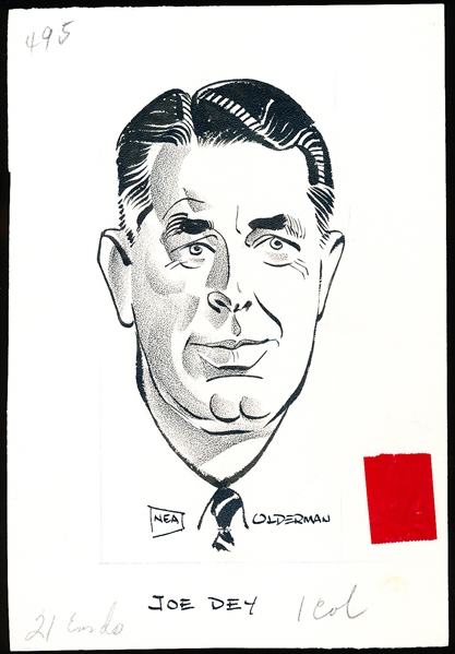 Murray Olderman Original 6-3/8” x 9-1/4” Art- Joe Dey Portrait