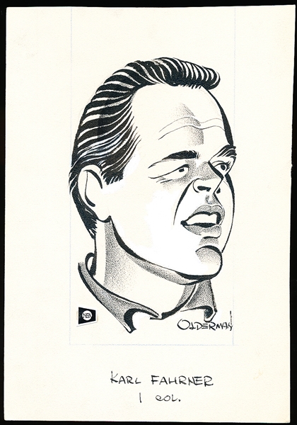 Murray Olderman Original 9” x 6” Art- Karl Fahrner Portrait