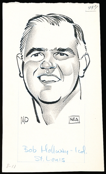 Murray Olderman Original 9” x 5” Art- Bob Hollway Portrait