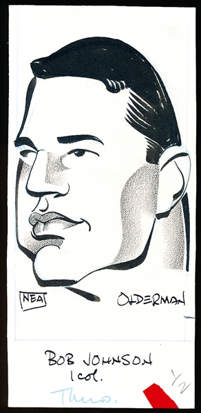 Murray Olderman Original 8-1/4” x 3-3/4” Art- Bob Johnson Portrait