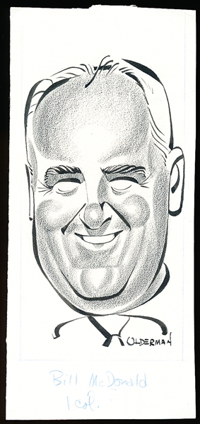 Murray Olderman Original 8-3/4” x 4” Art- Bill McDonald Portrait
