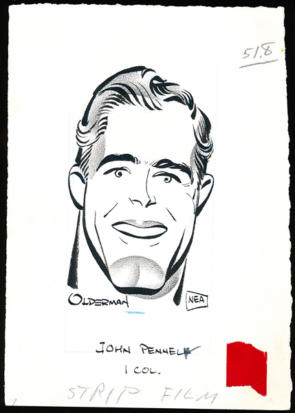 Murray Olderman Original 6-5/8” x 9-5/8” Art- John Pennel Portrait