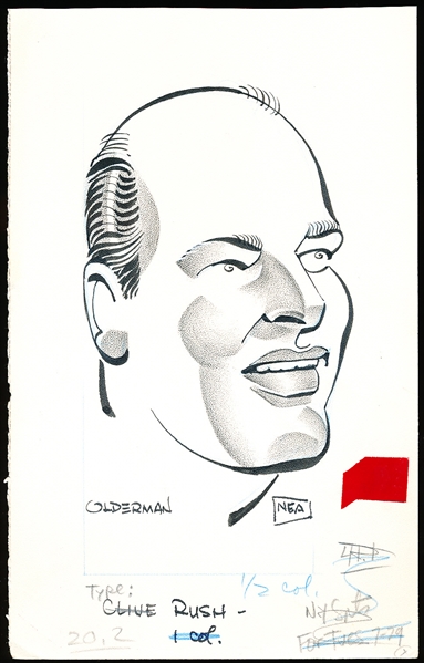 Murray Olderman Original 6-3/16” x 9-7/8” Art- Clive Rush Portrait