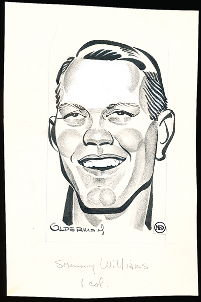 Murray Olderman Original 8-1/2” x 5-1/2” Art- Sammy Williams Portrait