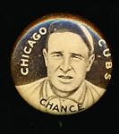 1910-12 P2 Sweet Caporal Bb Pin-Chance, Chicago Cubs- Small Letter Version