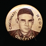 1910-12 P2 Sweet Caporal Bb Pin- Clark Griffith, Cinc Reds- Small Letter Version