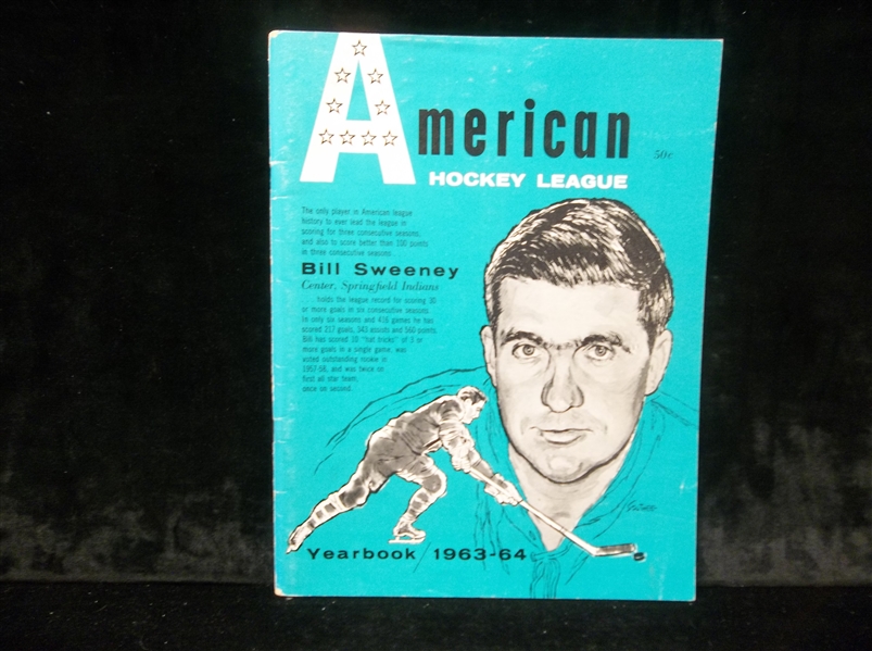1963-64 American Hockey League Yearbook- Bill Sweeney (Springfield Indians) Cover