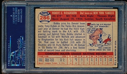 Autographed 1957 Topps Baseball-#286 Bobby Richardson, NY Yankees-Rookie! PSA/ DNA Certified & Encapsulated