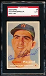 Autographed 1957 Topps Baseball- #211 Camilo Pascual, Washington- SGC Certified & Encapsulated