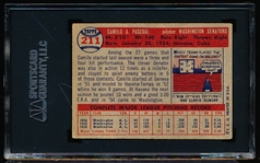 Autographed 1957 Topps Baseball- #211 Camilo Pascual, Washington- SGC Certified & Encapsulated