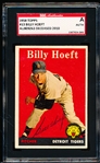 Autographed 1958 Topps Bb- #13 Billy Hoeft, Tigers- SGC Certified & Encapsulated