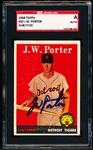 Autographed 1958 Topps Bb- #32 J.W. Porter, Tigers- SGC Certified & Encapsulated