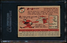 Autographed 1958 Topps Bb- #38 Dick Gernert, Red Sox- SGC Certified & Encapsulated