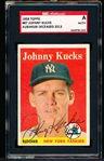 Autographed 1958 Topps Bb- #87 Johnny Kucks, Yankees- SGC Certified & Encapsulated