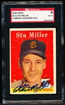 Autographed 1958 Topps Bb- #111 Stu Miller, Giants- SGC Certified & Encapsulated