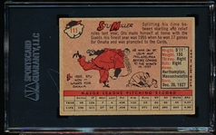Autographed 1958 Topps Bb- #111 Stu Miller, Giants- SGC Certified & Encapsulated