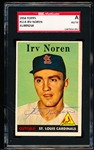 Autographed 1958 Topps Bb- #114 Irv Noren, Cardinals- SGC Certified & Encapsulated