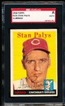 Autographed 1958 Topps Bb- #126 Stan Palys, Reds- SGC Certified & Encapsulated