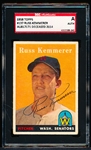 Autographed 1958 Topps Bb- #137 Russ Kemmerer, Washington- SGC Certified & Encapsulated