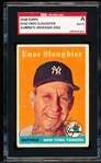 Autographed 1958 Topps Bb- #142 Enos Slaughter, Yankees- SGC Certified & Encapsulated