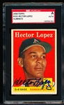 Autographed 1958 Topps Bb- #155 Hector Lopez, KC A’s- SGC Certified & Encapsulated