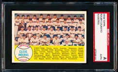 Autographed 1958 Topps Bb- #158 Cleveland Indians Team- Signed by Rocky Colavito- SGC Certified & Encapsulated